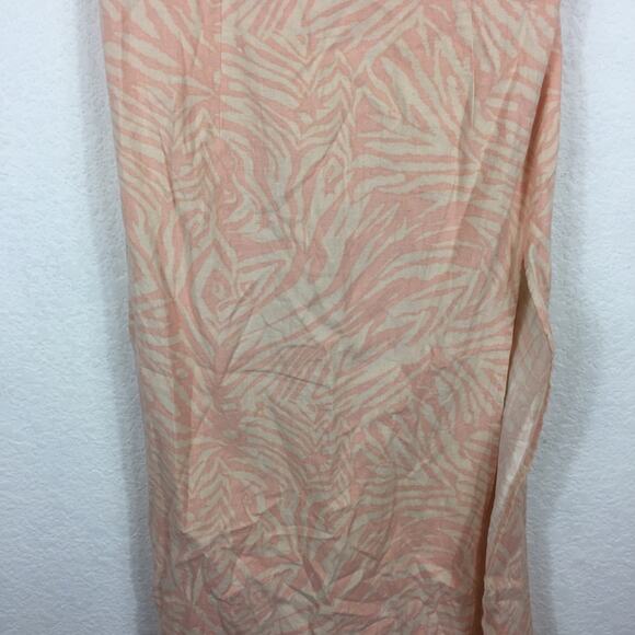 Urban Outfitters Strapless Linen Pink Zebra Slit Midi Dress Medium Animal Print - Picture 7 of 12